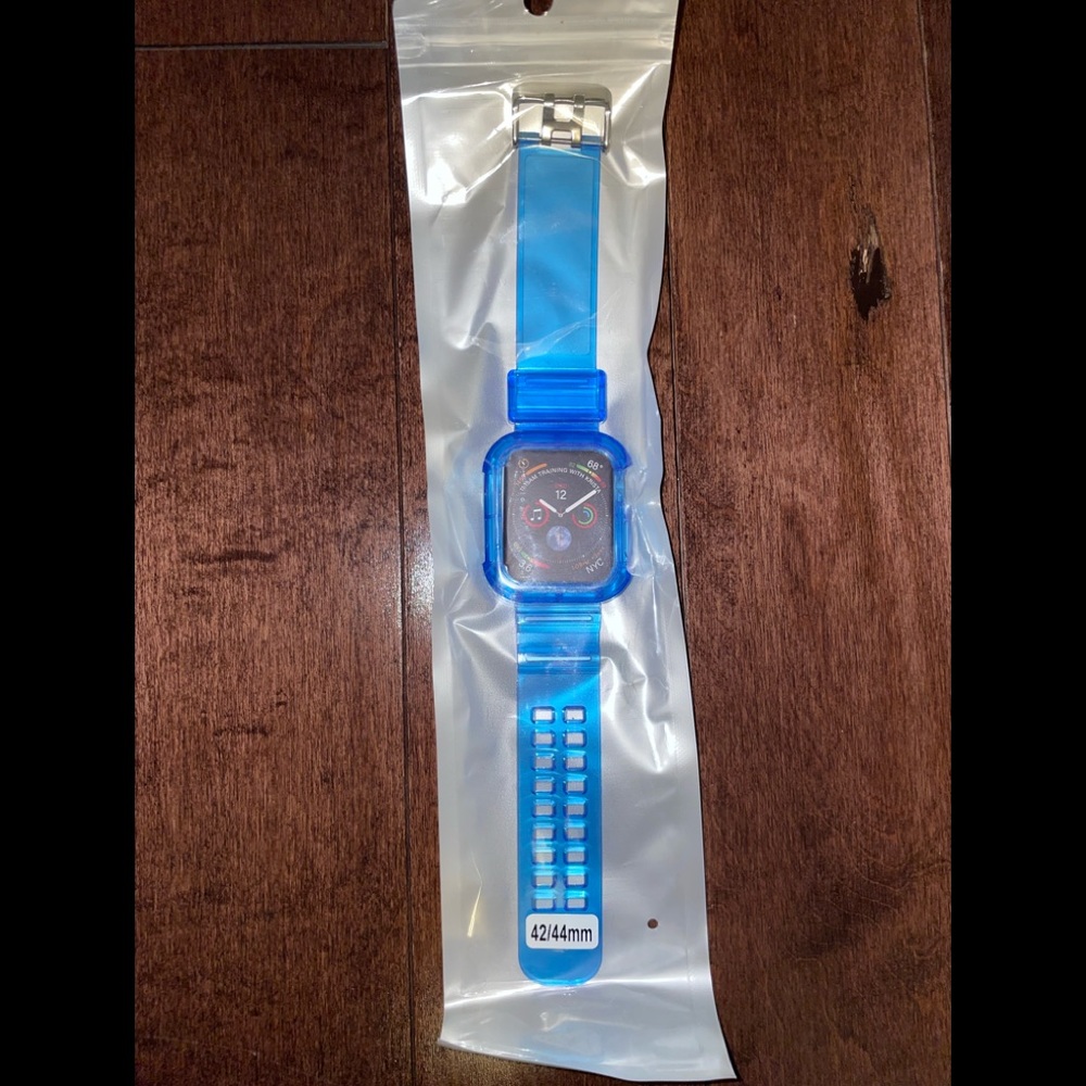 Plastic apple Iwatch band clear blue size 42/44 mm